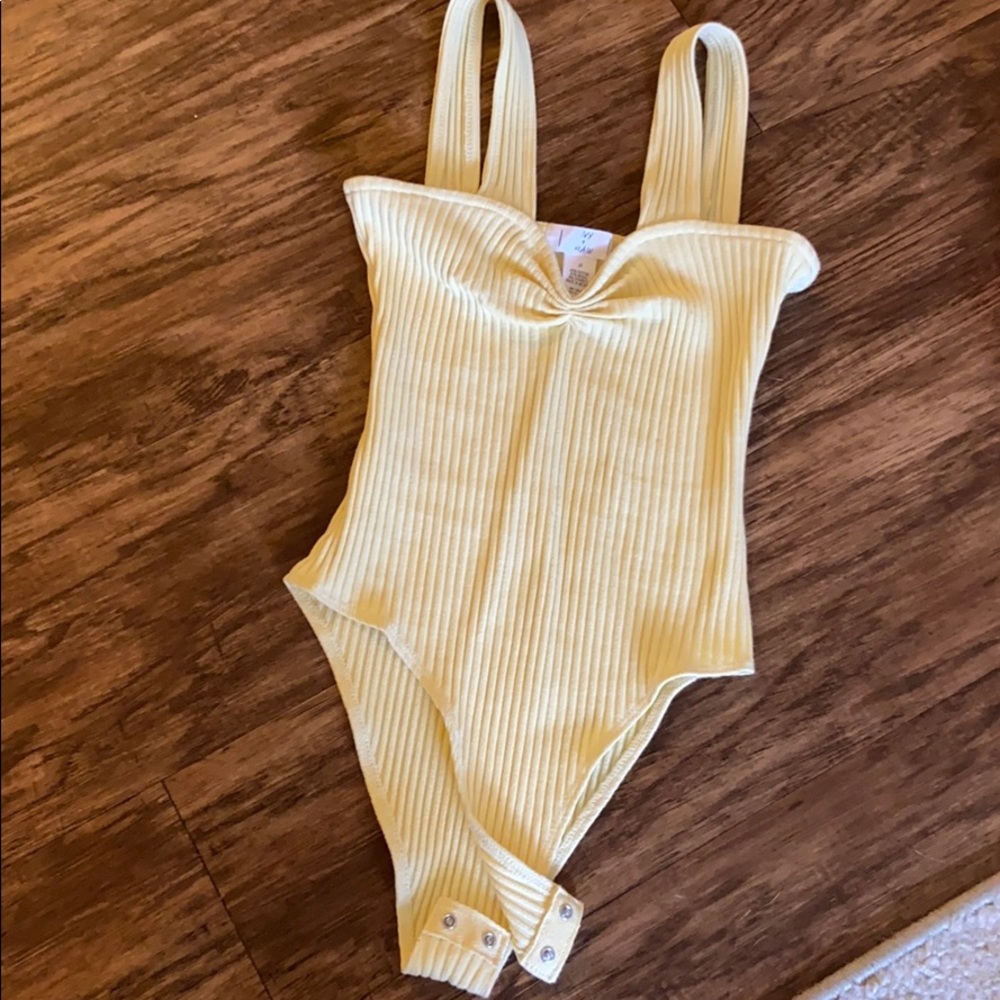 Ivy + Main yellow ribbed bodysuit